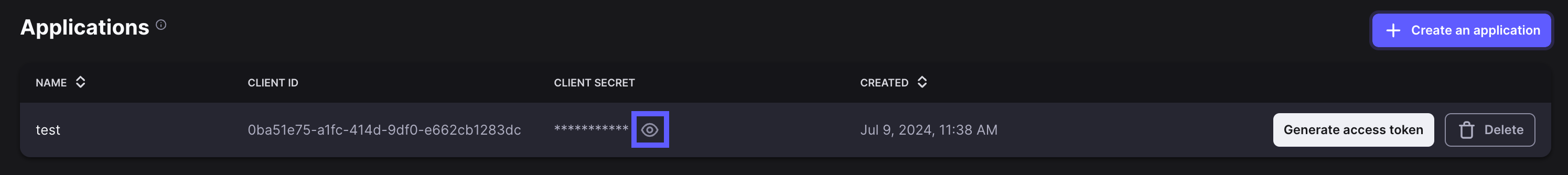 Get Application Client ID and Client Secret